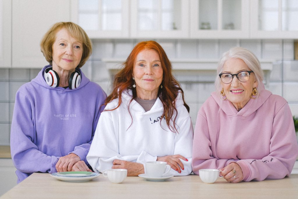 The girls getting together at the retirement village